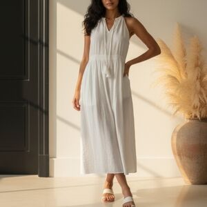 Band Of Gypsies Boho Imagine White Embroidered Midi Dress Size Large